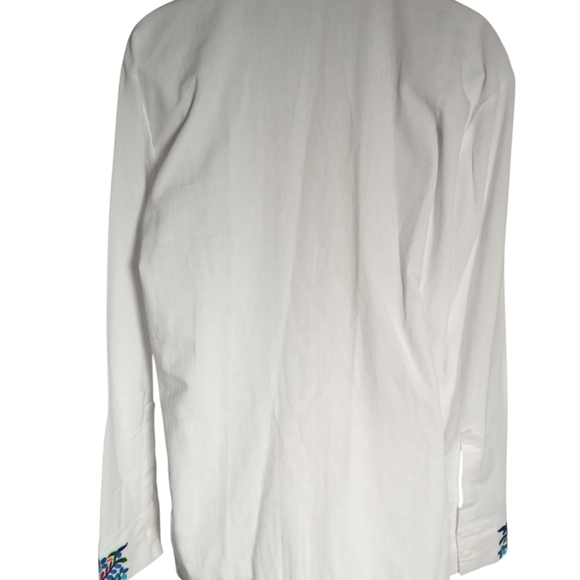 Unbranded White Button Front Blouse Floral Embroidered Boho Festival Top - Picture 2 of 6